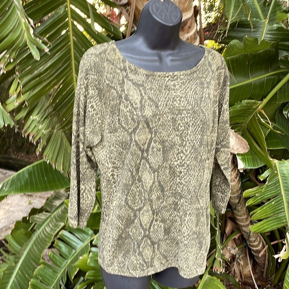 Carol Little, gold sparkle, snake, print top or sweater